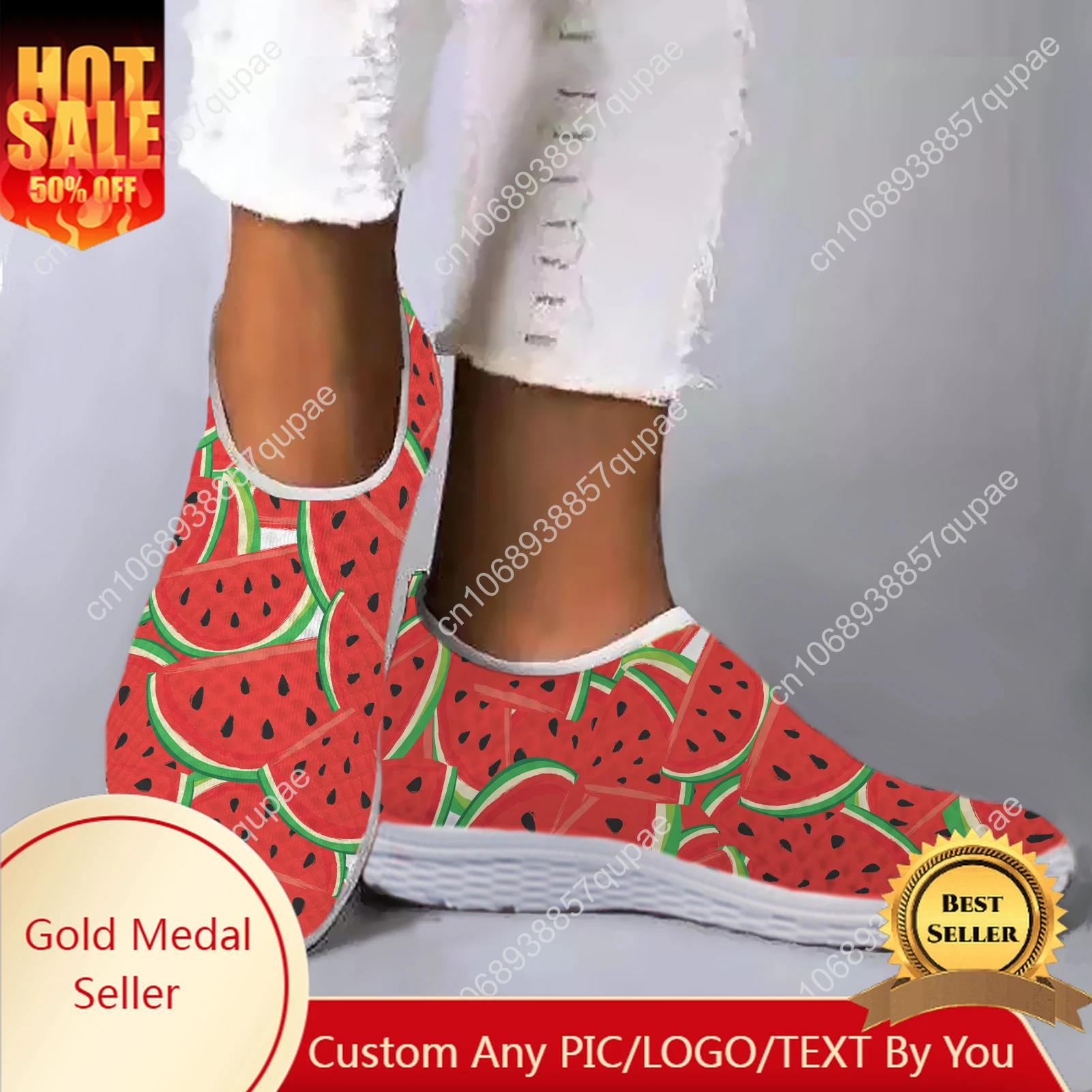 

New Watermelon Pattern Mesh High Quality Sneakers Women Men Teenager Casual Fashion Custom Made Tennis Flat Couple Shoes