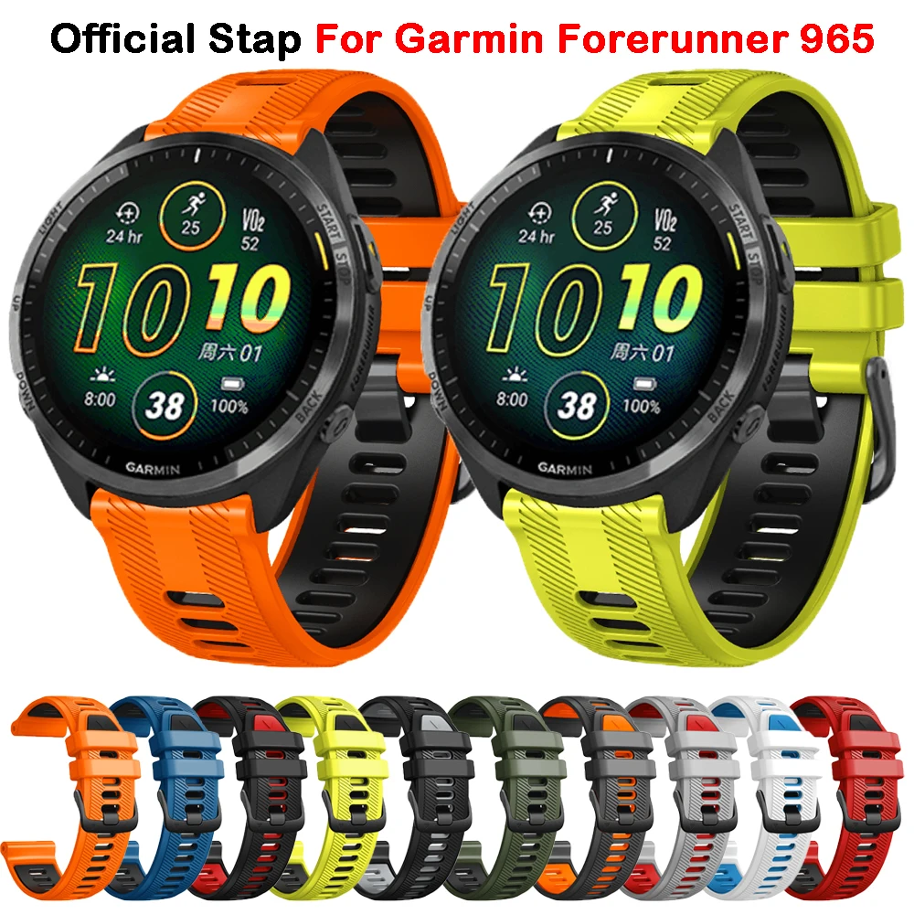 Official Watchbands For Garmin Forerunner 965 22mm Watch Silicone Bracelet Wristbands For Garmin Forerunner 945 935 955 Strap