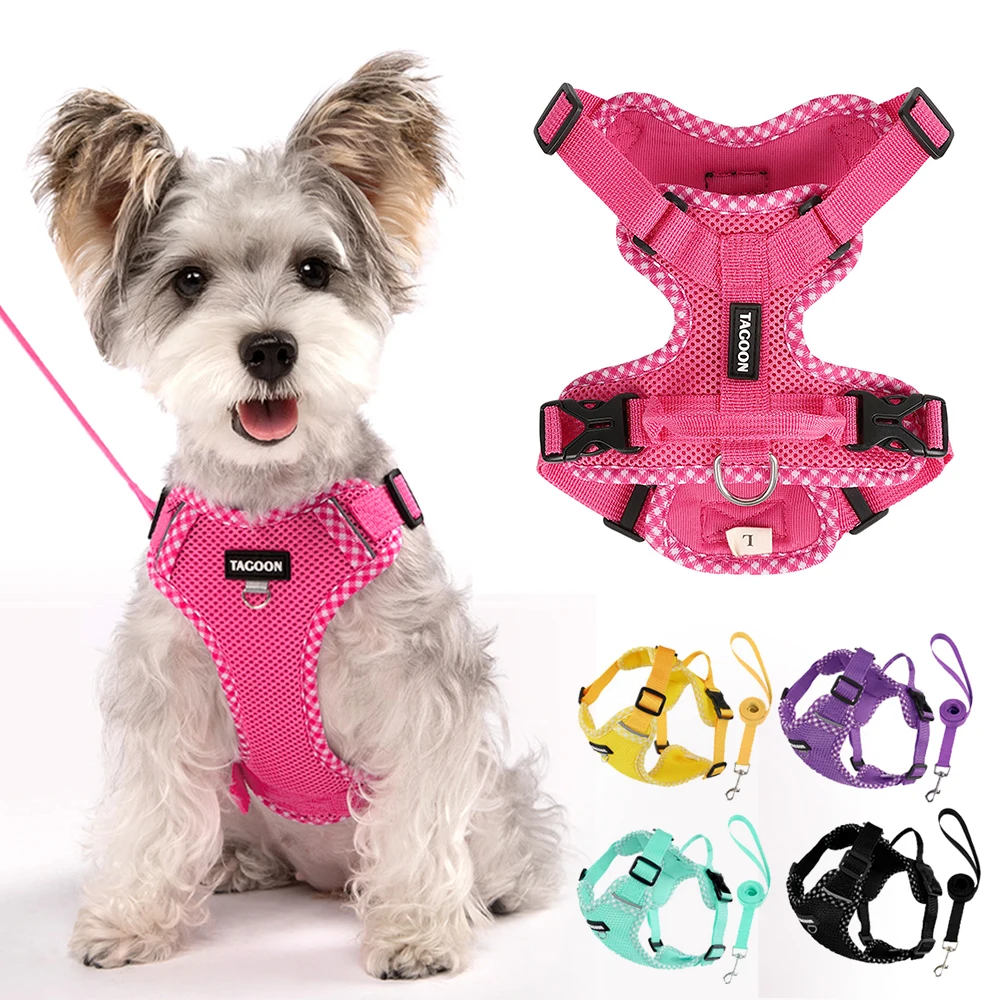 Ultra Light Soft Dog Harness And Leash Set Breathable Mesh Vest_voghion.com