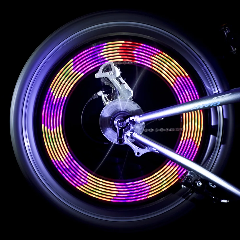 دراجة عجلة ضوء الدراجات دراجة ملونة إشارة الإطارات تكلم ضوء USB قابلة للشحن 14 RGB LED الدراجات دراجة عجلة مصباح إشارة