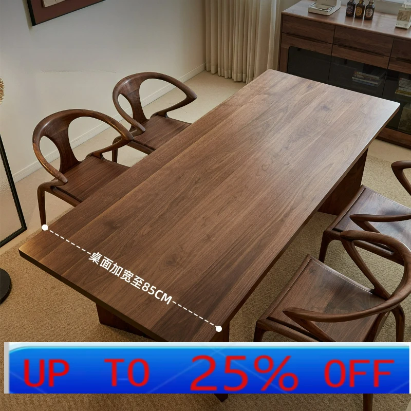 LTT thickened long table black walnut desk solid wood dining table restaurant