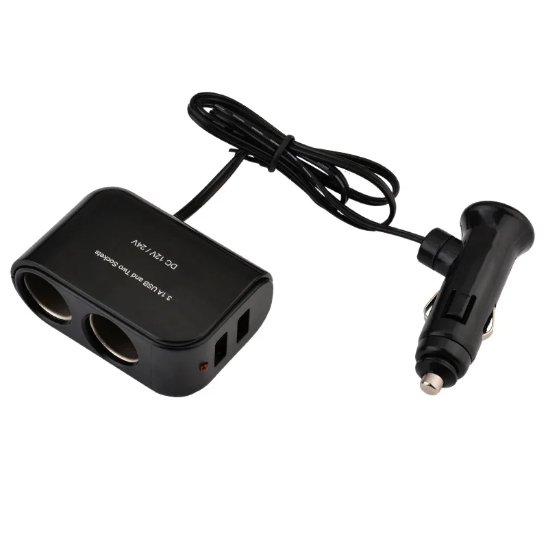 

12V 24V Car Cigarette Lighter Charger Adapter Dual USB LED Car Charger 2 Socket Cigarette Lighter Splitter Plug for GPS Dash Cam