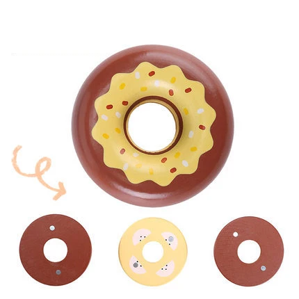 1pc Breakfast Simulation Food Toys Pretend Play Game Donut Hamburger Hot Dot Wood Toys for Kids House Play Early Learning Educ