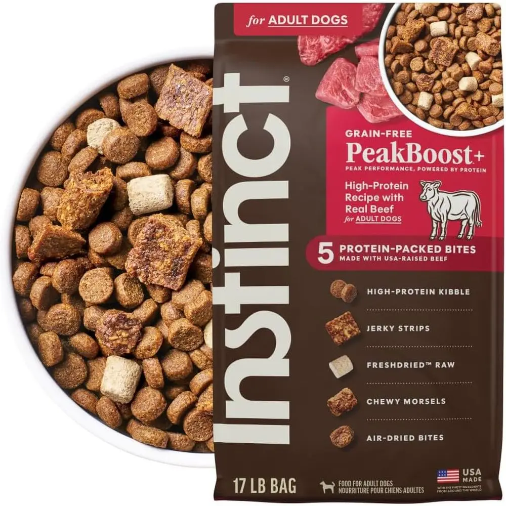 

Peak, Dry Dog Food, 5 протеиновых кусочков, без зерна, 17 фунтов, пакет