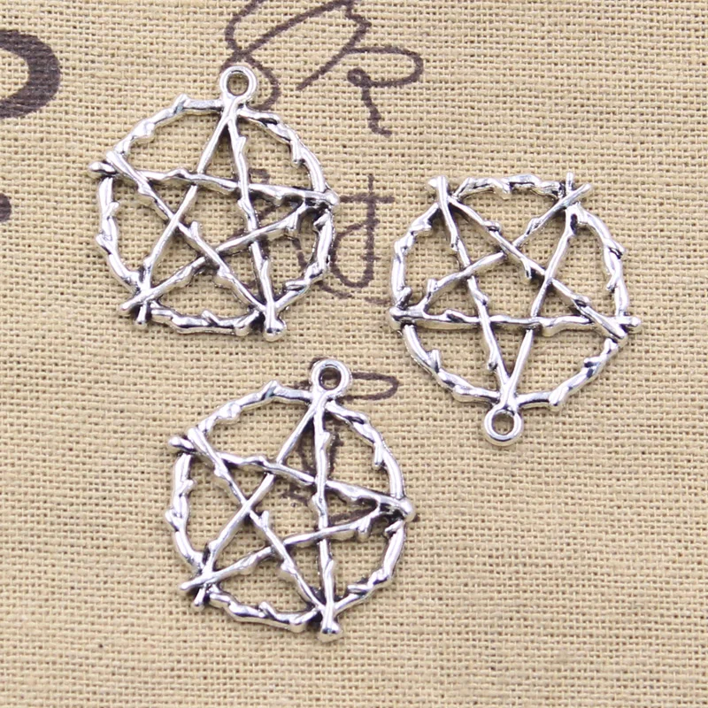 15pcs Charms Star 28x25mm Antique Silver Color Pendants DIY Crafts Making Findings Handmade Tibetan Jewelry