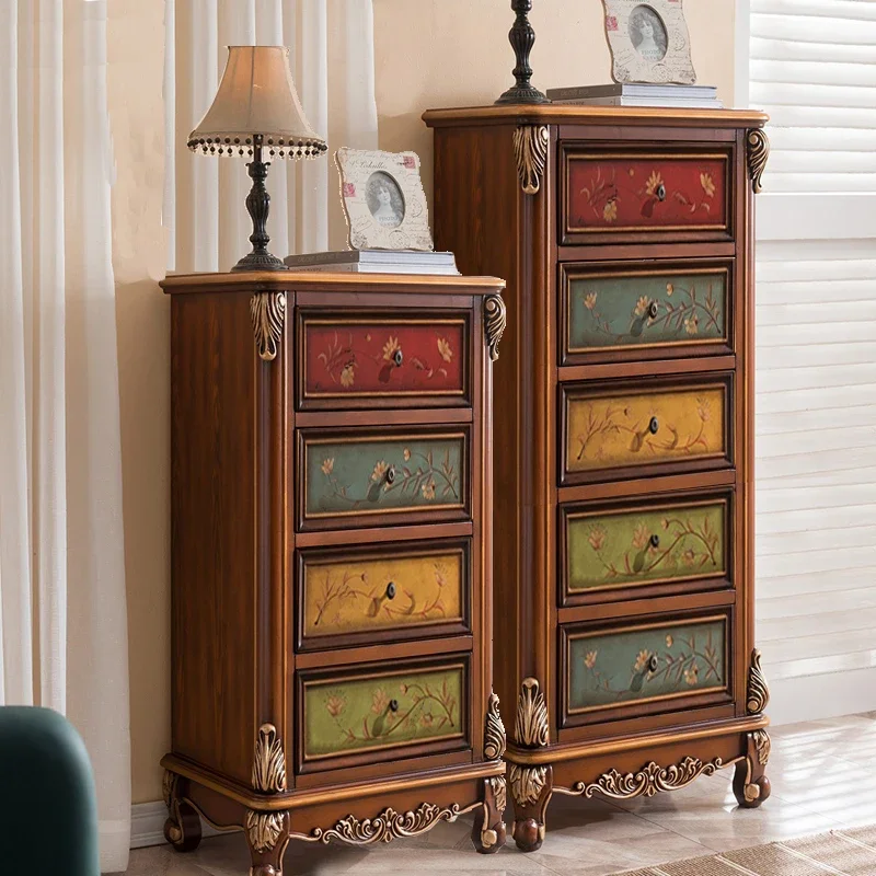 European solid wood high four or five chest cabinet, chef painted American painted high vertical cabinet