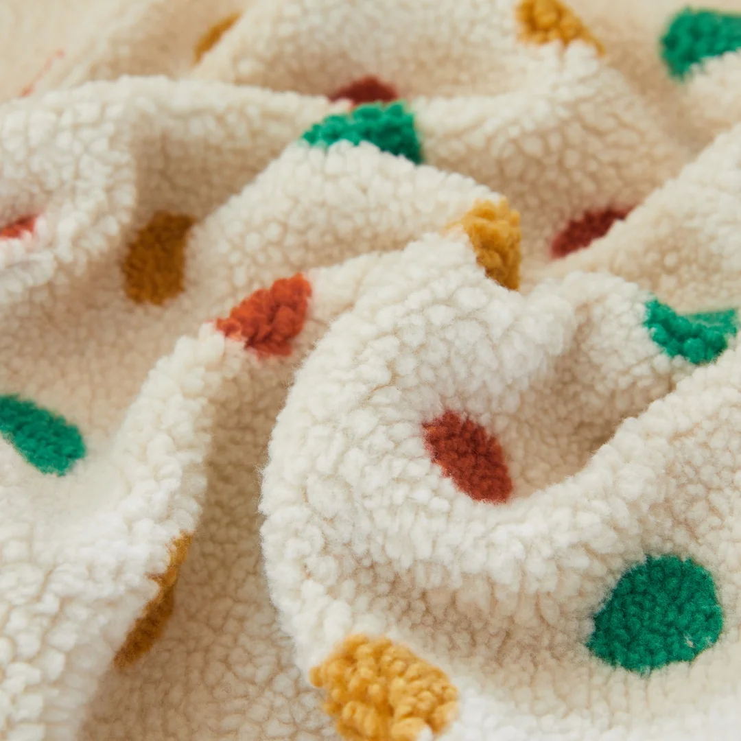 Colorful Dots Sherpa Thicken Warm Sofa Towel with Tassels, for Christmas Vibe Living Room Decor Couch Leisure Blanket Sofa Cover