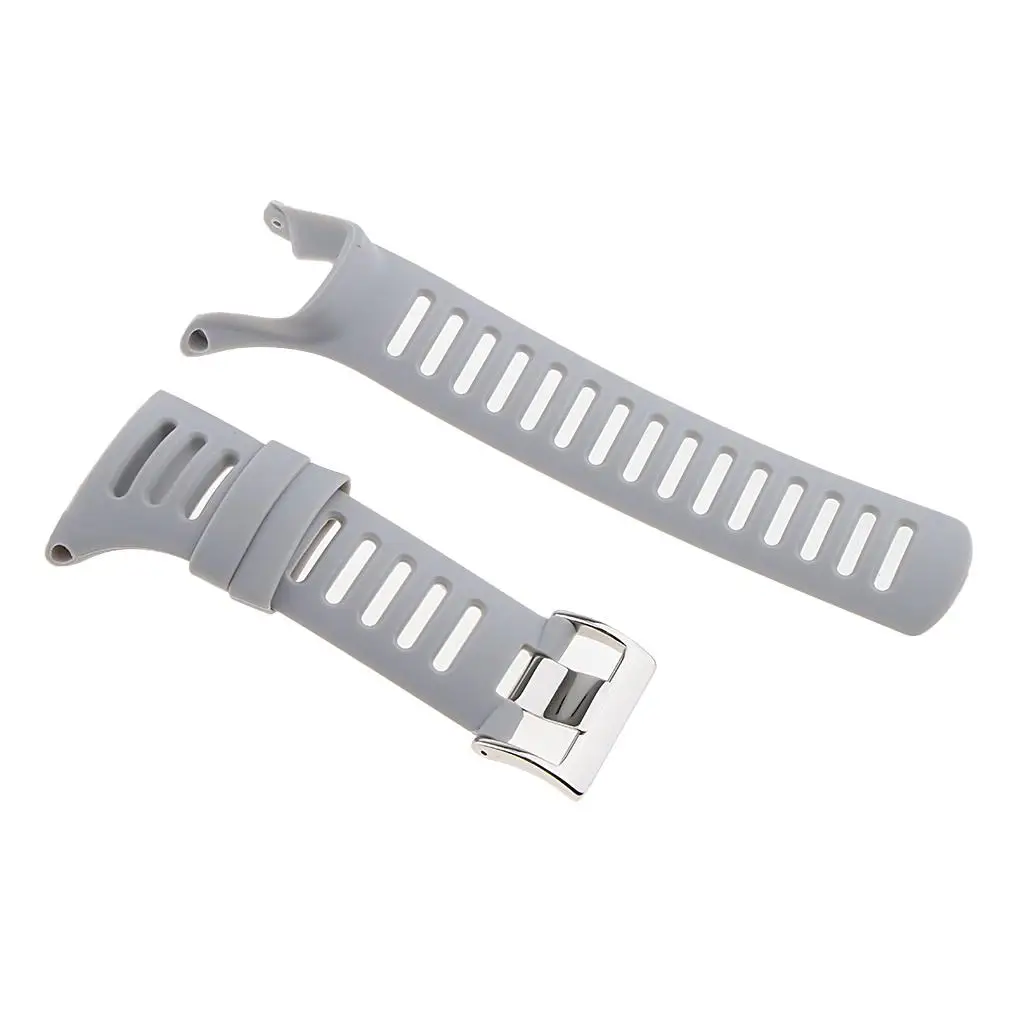 Durable Silicone Watch Replacement Band 24mm Rubber Strap Classic Steel Buckle Size Adjustable for Daily Sports