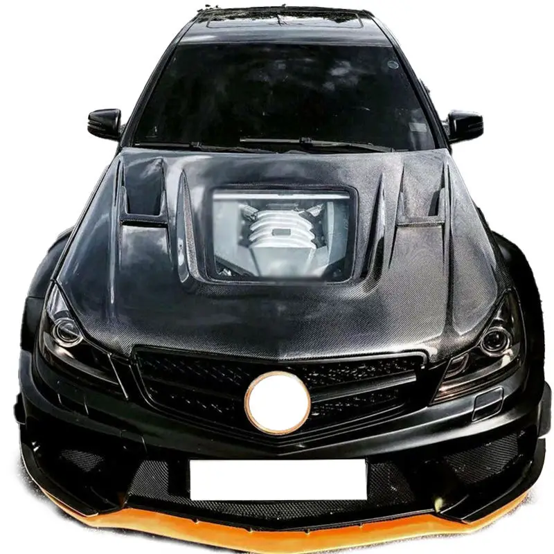 Clear Carbon Fiber Engine Hood Bonnet For Mercedes-Benz C63 W204，100% Tested Well