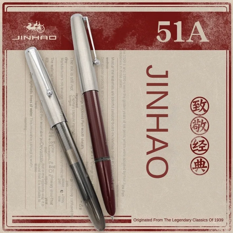 JINHAO 51A Fountain Pen 0.38mm F Nib Ink Pens Transparent Pen Finance Office Supplies Stationery PK 9019 9016 82 Pen for Writing