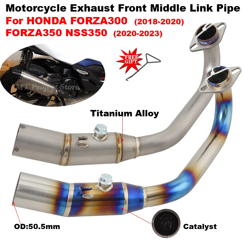 

For HONDA FORZA300 2018-2020 FORZA350 NSS350 2020-2023 Motorcycle Exhaust Escape Modify Titanium Catalyst 51mm Front Link Pipe