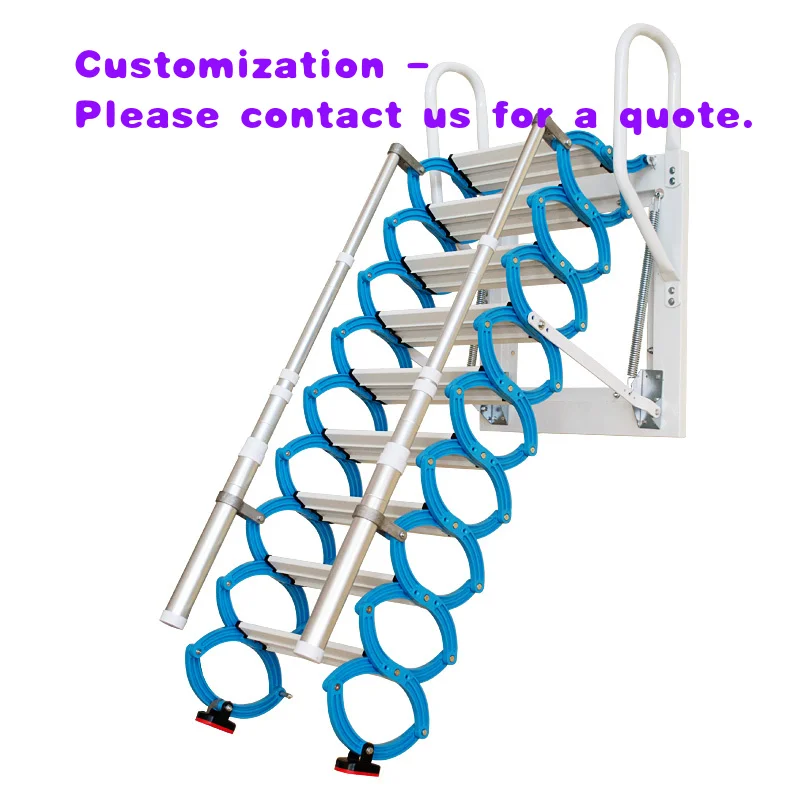 custom.Zheng's Way Modern Industrial CE Zhejiang Steel and Aluminium Alloy 375 Lbs EN131 Folding Telescopic Attic Loft Ladder