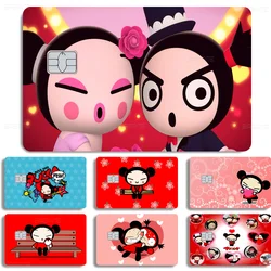 Cute Cartoon Pucca Garu Anmie Sticker Film Skin Cover For Credit Card Debit Bank Card Front