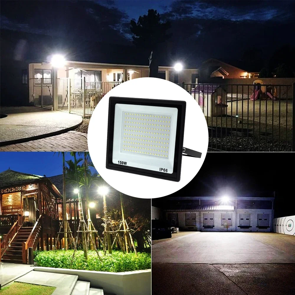 200W LED Floodlight  100W Outdoor Spotlight Tempered Glass Flood Lights IP66 Waterproof LED Projector 300W Wall Light 220V 2024