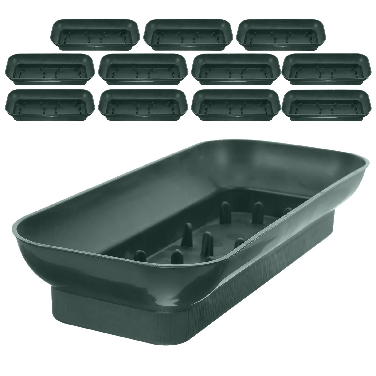 12Pcs Plastic Flower Arrangement Tray Rectangular Green Floral Foam Base Pins for Church Wedding Party Centerpiece