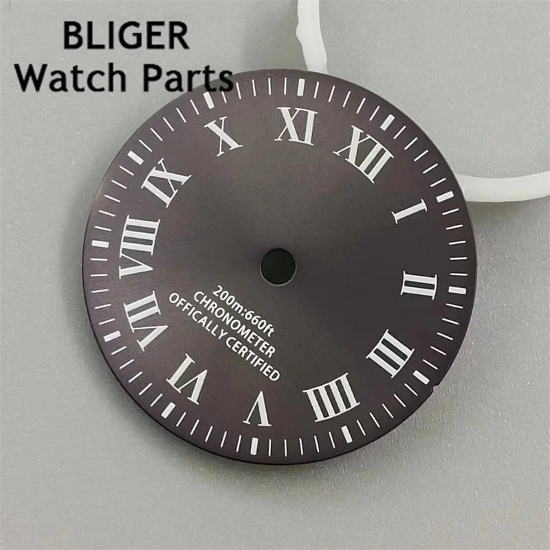 BLIGER 29mm Dial Blue Grey Date Red Blue Green Dial Green Luminous For NH35 Movement