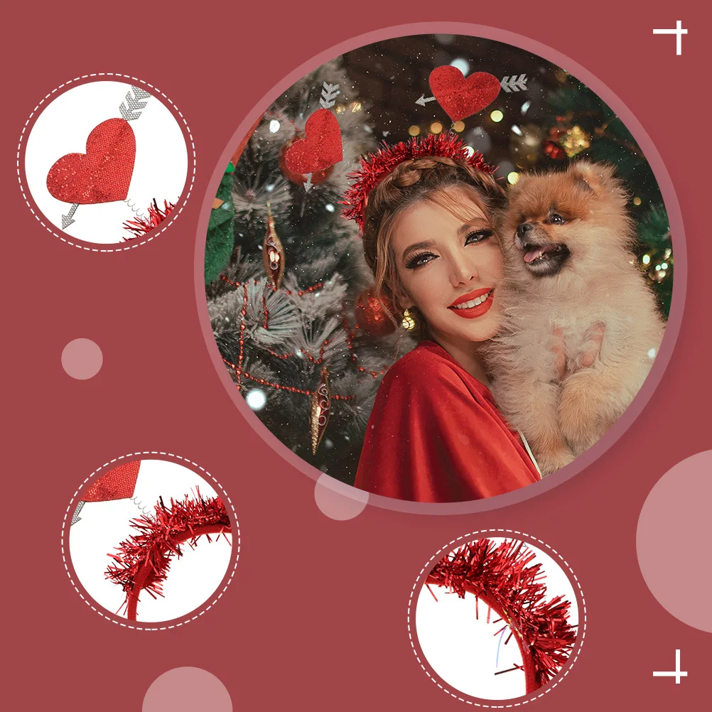 

3Pcs Heart Arrow Headband Lovely Party Hair Decor for Valentine's Day Festival Carnival Costume Accessory Unique Romantic