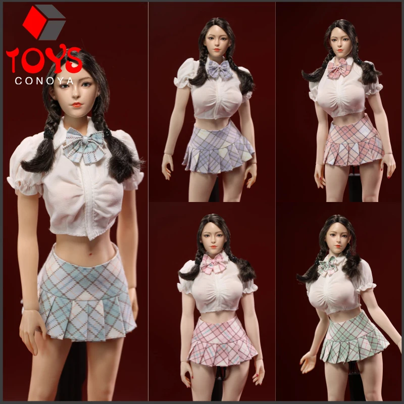 

JO23X-12 1/6 Bubble Sleeve Short Shirt Pleated Skirt JK Uniform Clothes Model Fit 12'' Female Soldier Action Figure Body Dolls