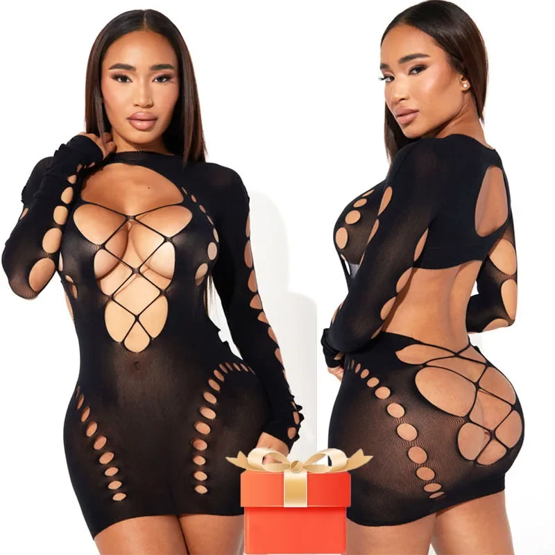 Quente sexy fishnet vestido fantasia roupa interior feminina lingerie sexy erótico bodysuit sexo conjunto transparente traje pornô biquinis clube terno novo