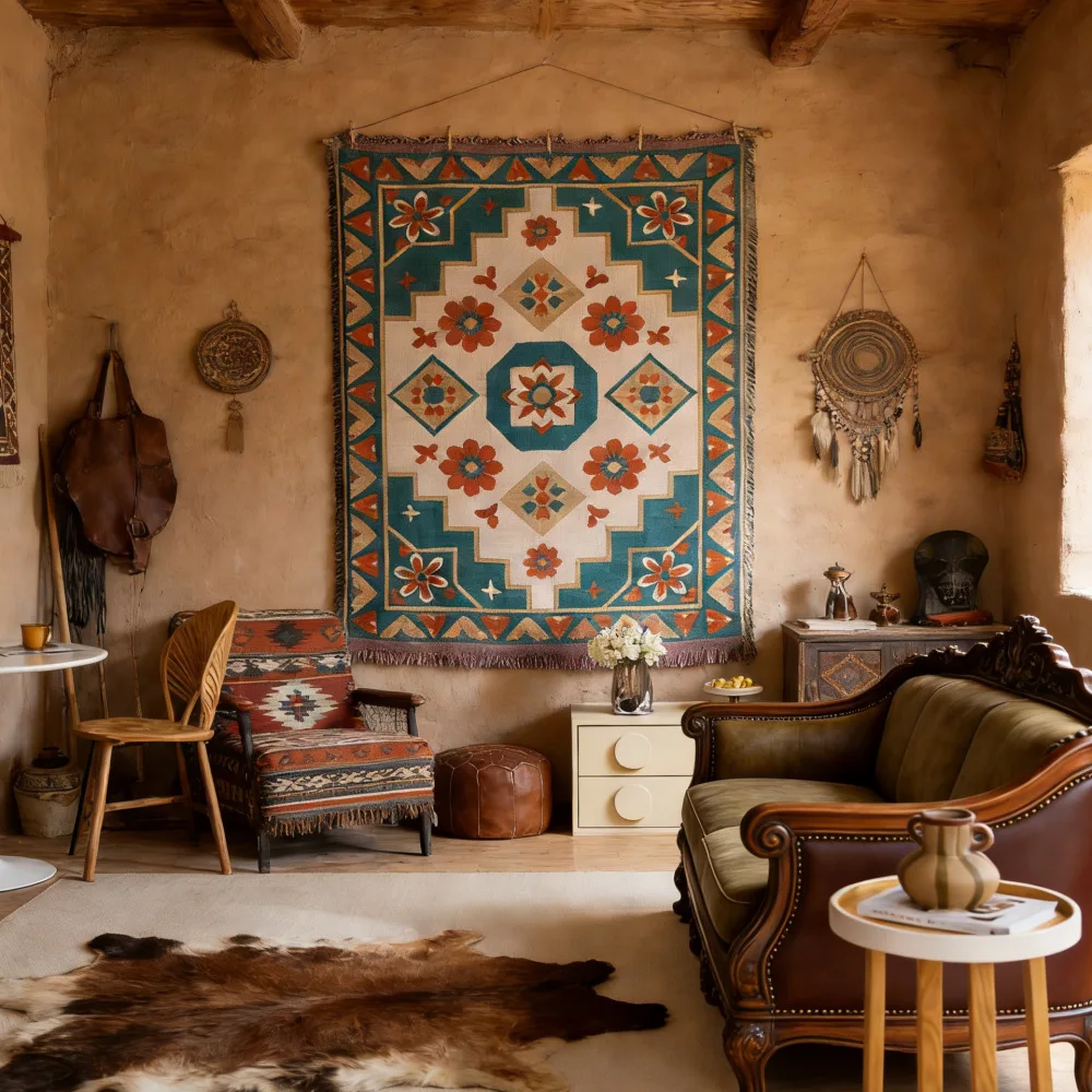 YFY ethnic style hanging cloth retro geometric fabric hanging painting B & B wall decoration background cloth cotton yarn