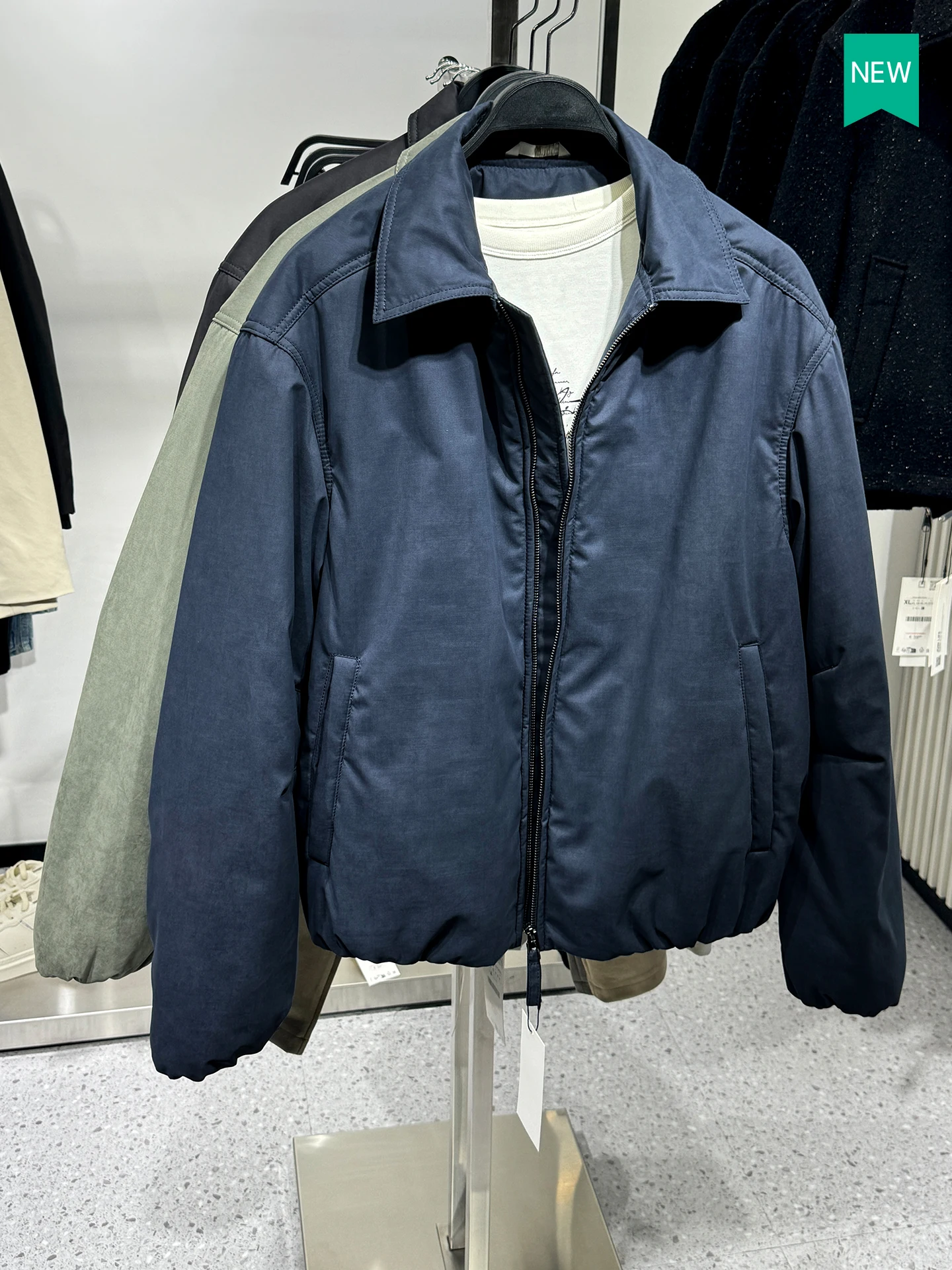 

Tech Fabric Zipper Collar Jaet New Autumn Winter Men's Cotton Padded Coat Warm Casual Sle Stand Fit Youth Faion