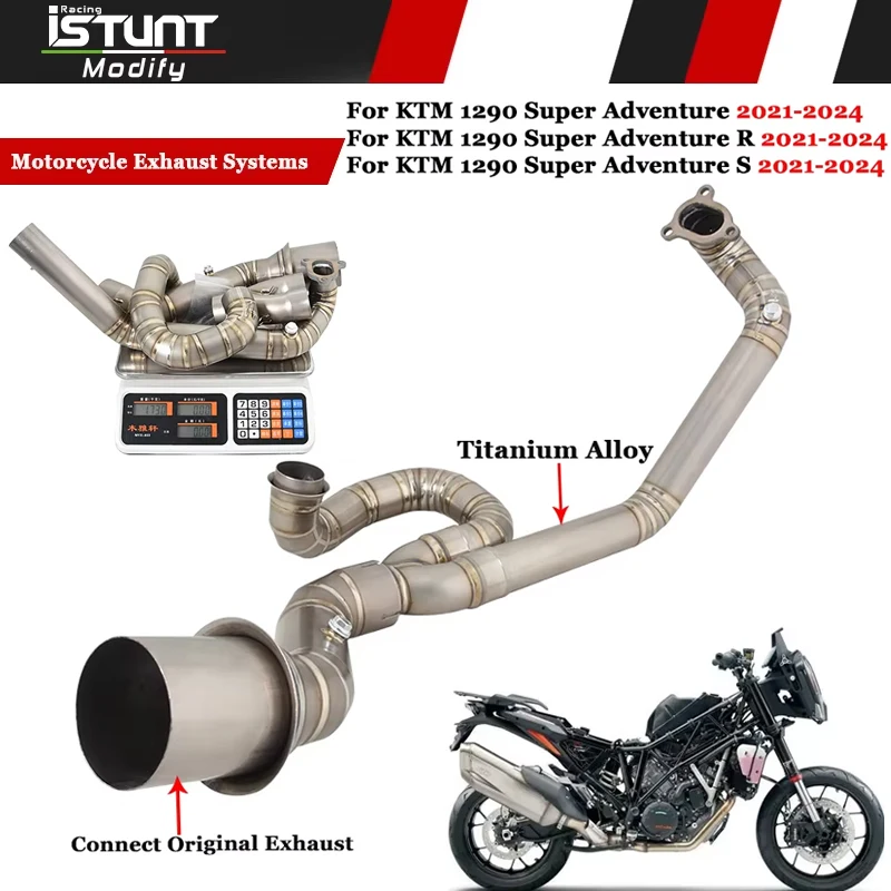 For KTM 1290 Super Adventure R S KTM1290 ADV DUKE 2021-2024 Mtorcycle Exhaust EscapeTitanium Alloy Tube Slip On Front Link Pipe