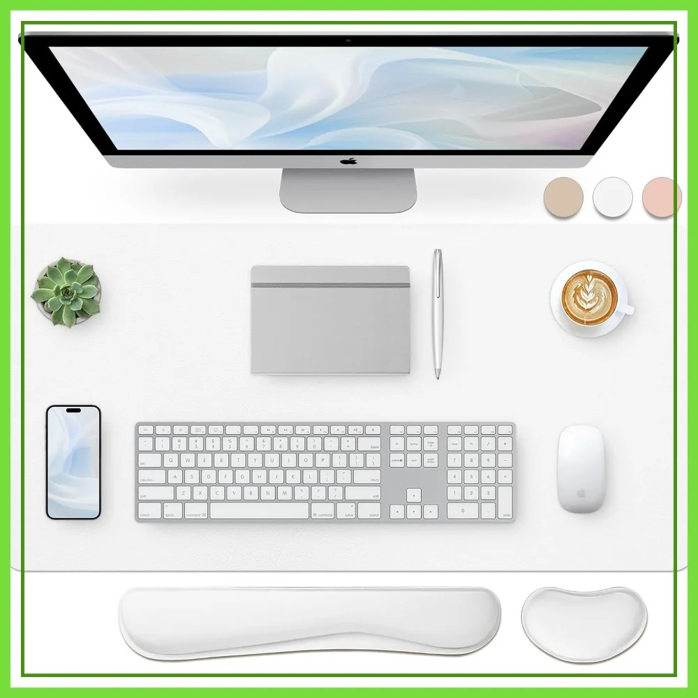 

Bloss Leather Desk Pad and Keyboard Wrist Rest, Large Mouse Pad + Keyboard Pad + Mouse Wrist Support, Non-Slip Desk Mat Protector for Office Home (31.5x15.7 Inches)