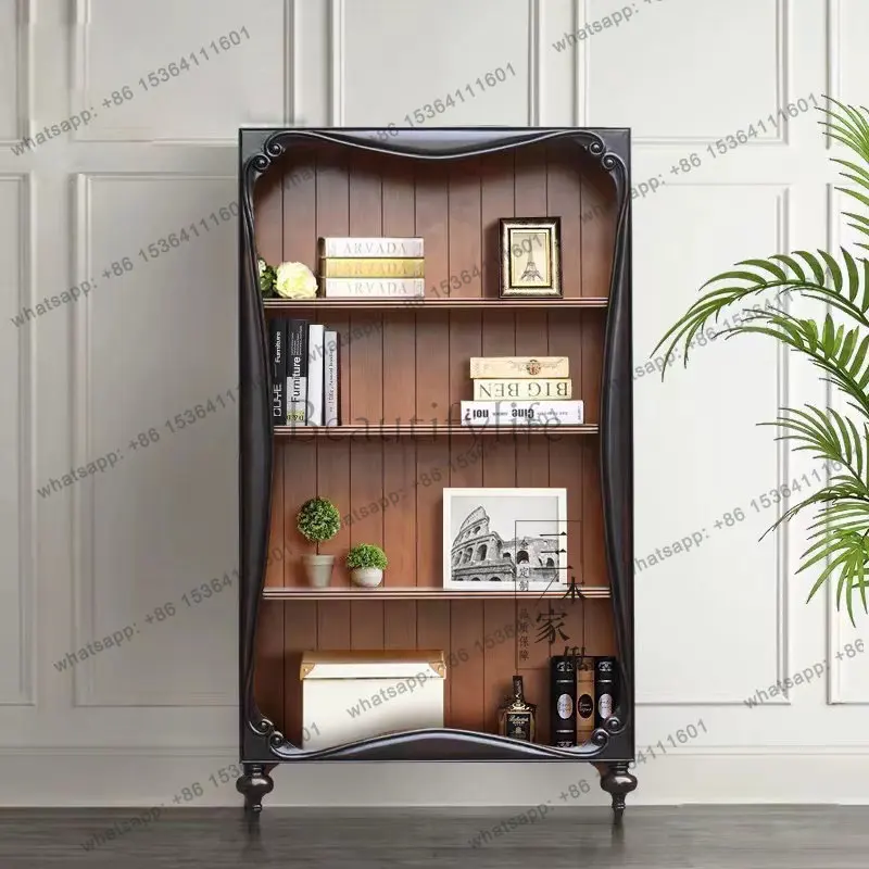 

American Country Solid Wood Arched White Bookcase French Retro Old Shelf