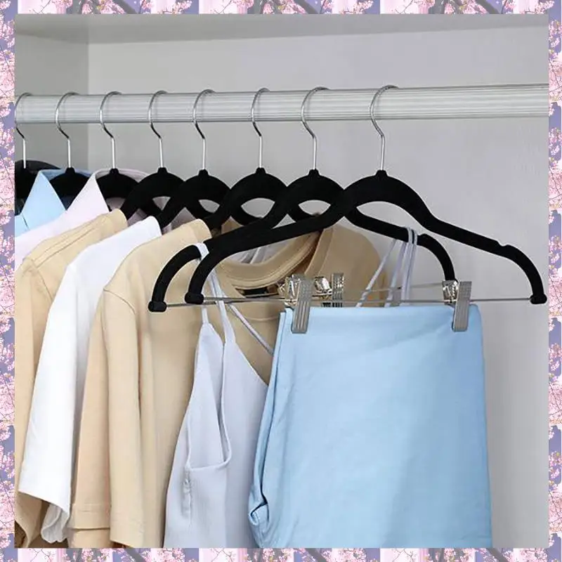 

2025 Trend 10 Pack Clothes Hangers With Clips Black Velvet Hangers Use For Skirt And Clothes Hanger Pants Hanger Ultra Thin No S