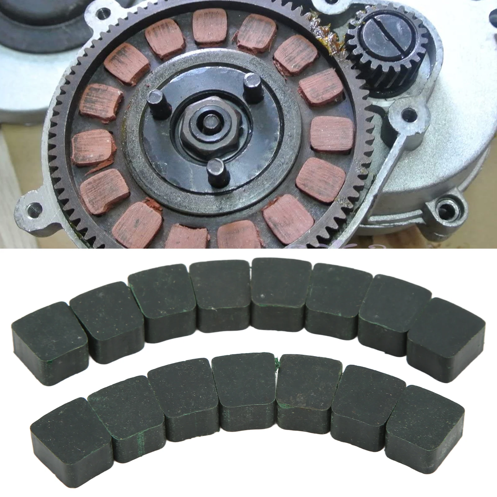 

15PCS/Set Engine Clutch Pads Square Shape Green Replacement For 49cc 80cc Motorized Bicycle