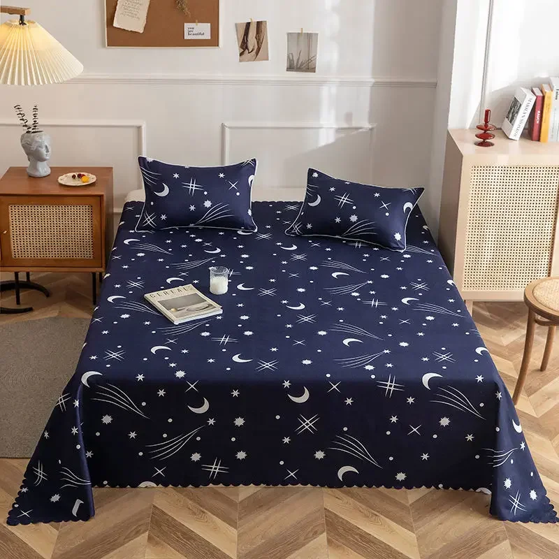 Flat Sheet Skin Friendly Brushed Washed Cotton Minimalist Adults Bed Sheets Household 1pc King Queen Size Four Seasons Bedspread