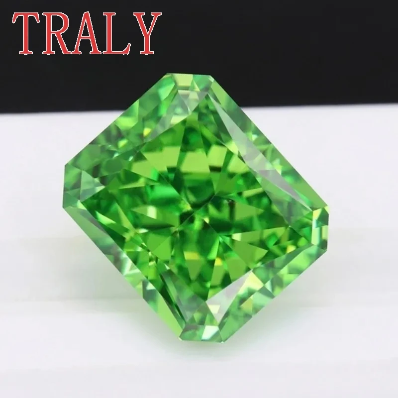 

Green Color High Carbon Diamond Octagon Ice Crushed Cut Loose Stone 6*8mm-10*12mm Simulation Diamond 3EX Gemstone Jewelry