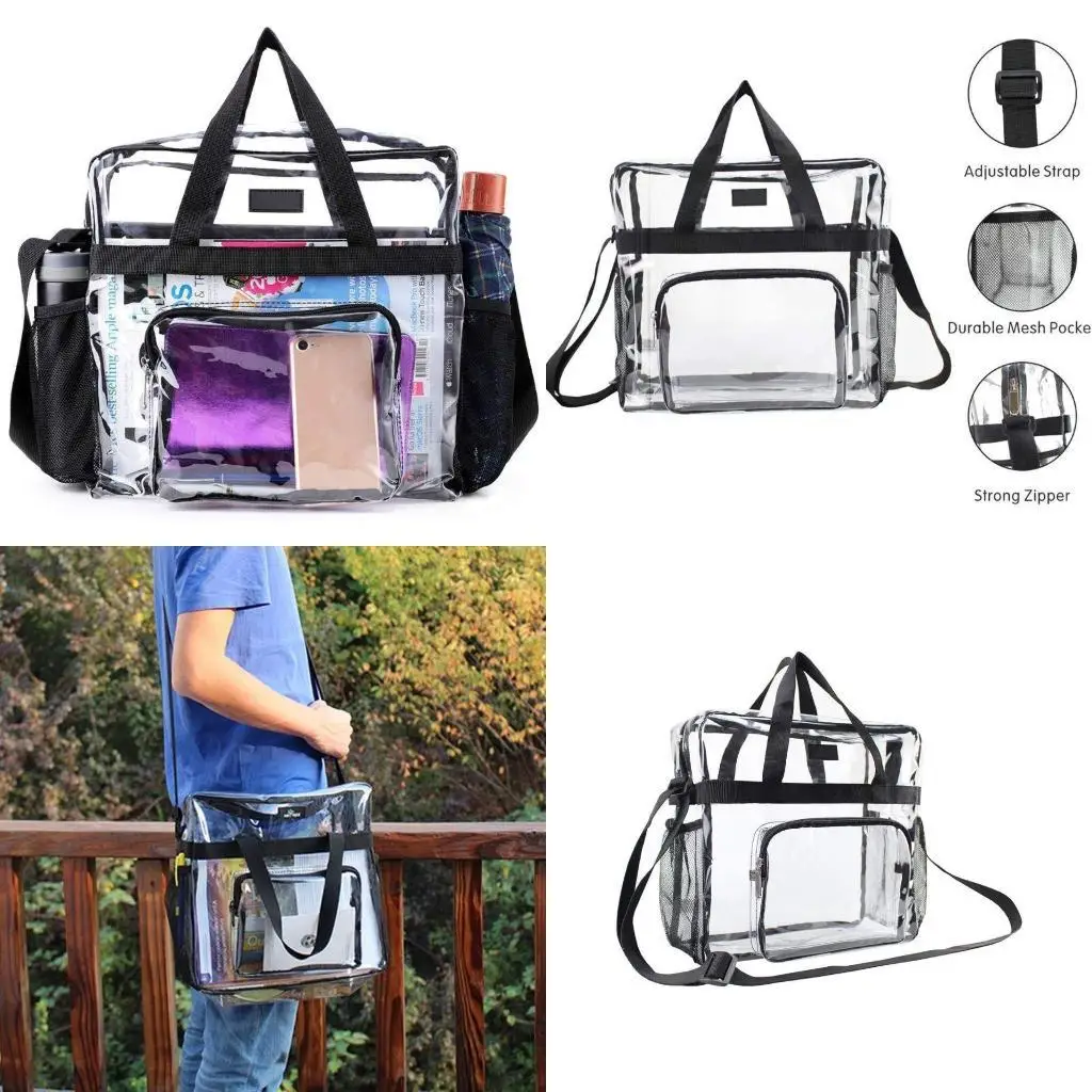 

D46D Transparent Handbag Crossbody Shoulder Bag Gym Clear Tote Purse Satchel