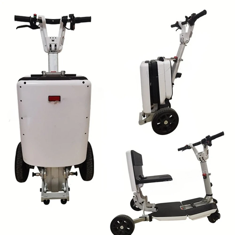 

Three Wheel Stand up Electric Scooter Suitcase Box Mobility Scooter for Elderly Adult Travel Folding Portable Powerful