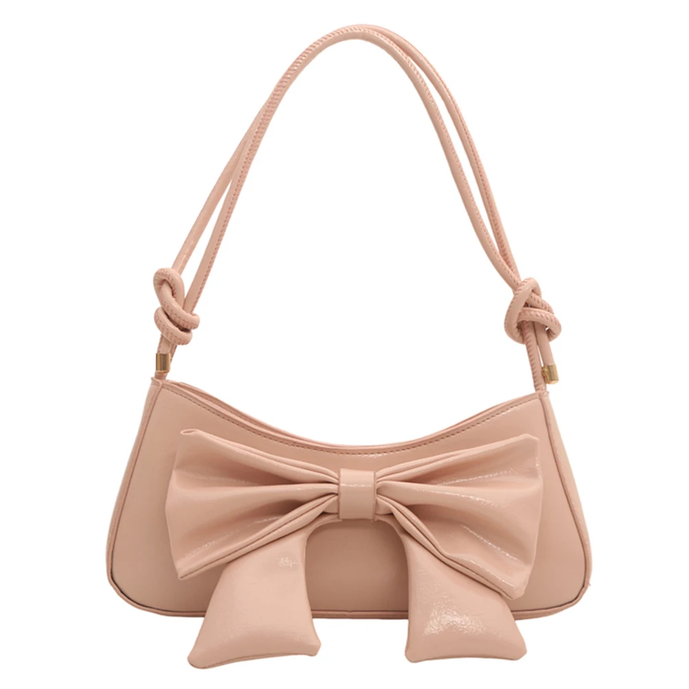 Bolsa doce de couro PU com alça ajustável para mulheres, decoração bonita bowknot, bolsa Y2K, bolsa de embreagem, bolsa crossbody na moda