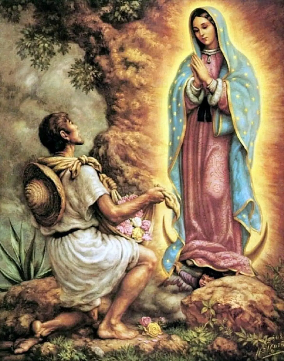 Metal Tin Sign Vintage Chic Art Decoration Virgin Mary San Juan Diego Catholic for Home Bar Cafe Farm Store Garage or Club  sign