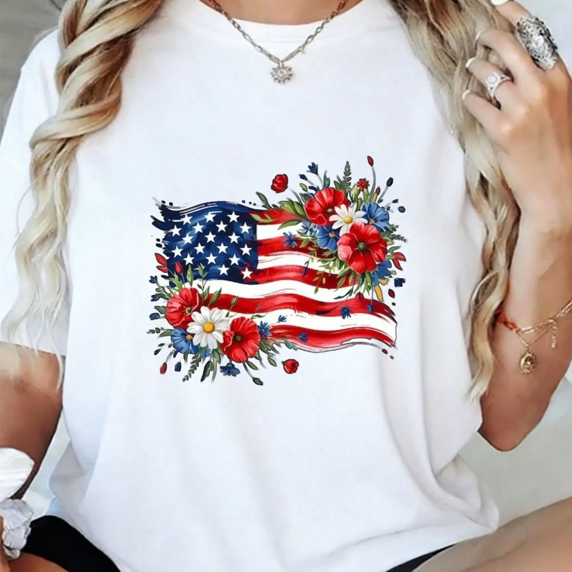 Women's Summer Short Sleeved T-Shirt, Breathable Round Neck Casual Shirt Top, Daily Wear Style, Machine Washed And Iron Free Basic T-Shirt