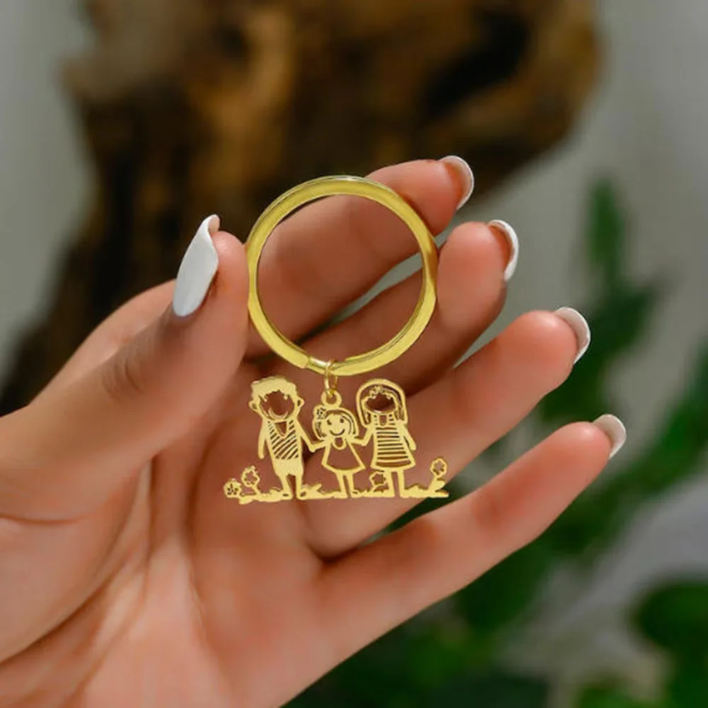Personalized children's painting keychain, a commemorative gift for mothers and grandmothers with real children's paintings