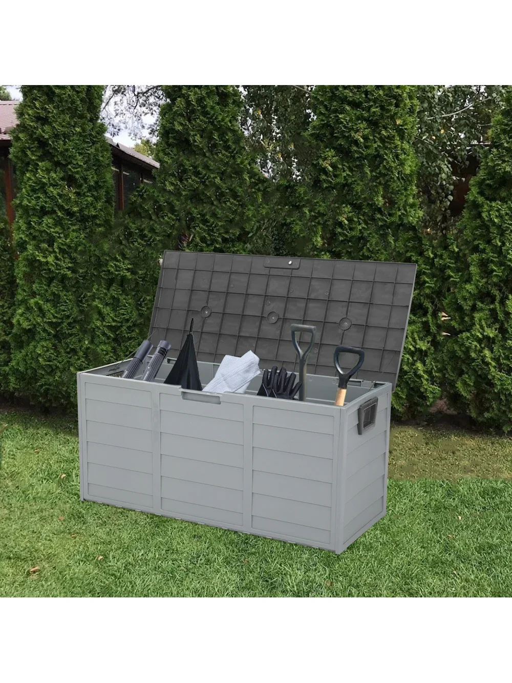 75gal 260L Outdoor Garden Plastic Storage Deck Box Chest Tools Cushions Toys Lockable Seat  storage box