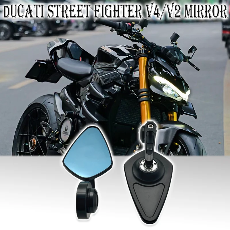 New Motorcycle Cnc Aluminium Handlebar Bar End Mirror For Ducati Street fighter V4 V2 Monster 821 1200 Scrambler 400 800 Mirrors