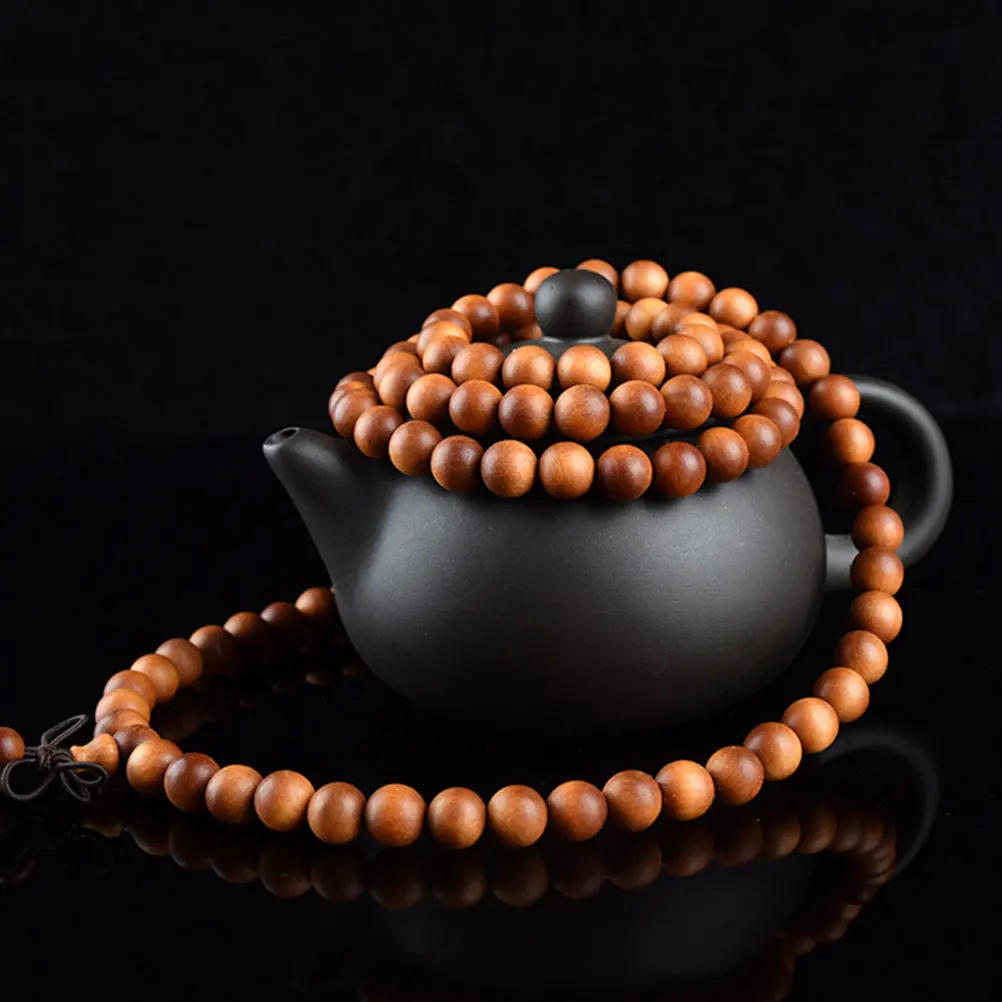 

8mm Simple Fashion Bracelet Handmade Sandalwood Bead Creative Hand Strap for Women Girls (108 Beads)