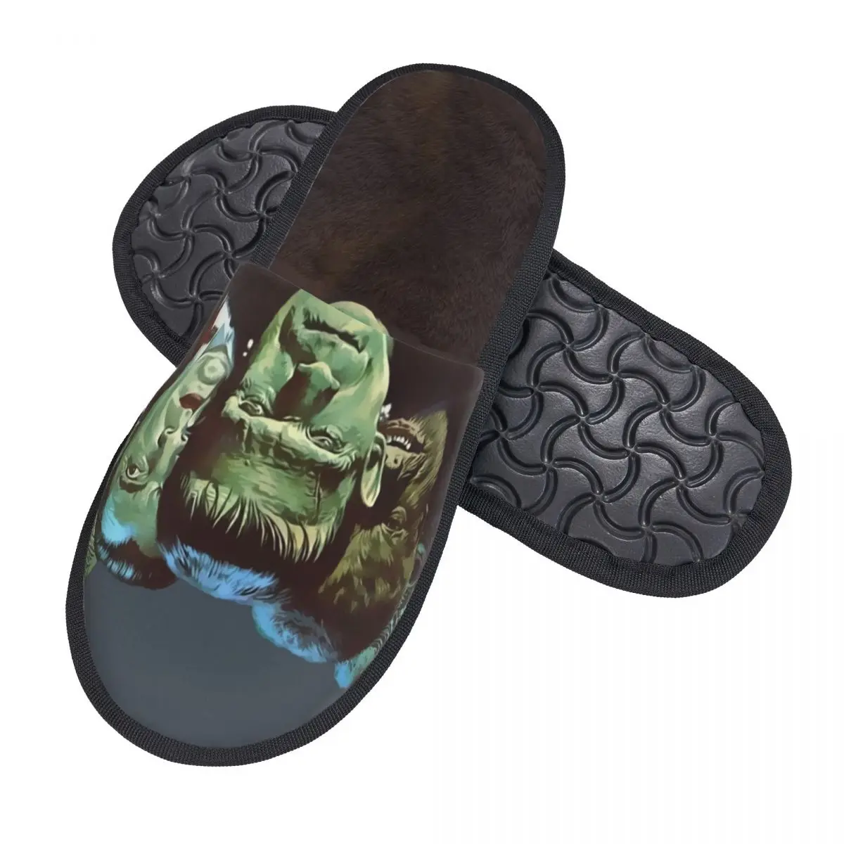 Custom Gang Of Monsters Soft Memory Foam House Slippers Women Bride of Frankenstein Horror Film Cozy Warm Anti-skid Sole Slipper