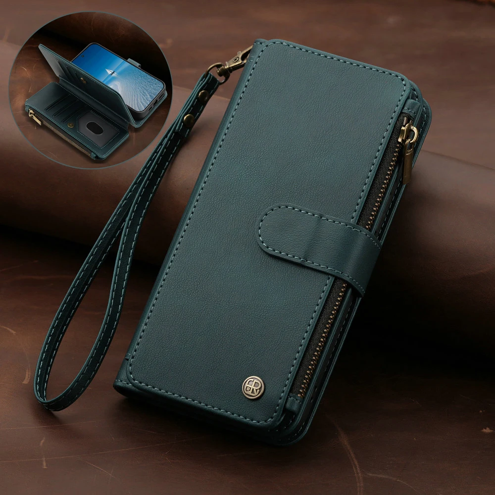 A18 A17 A27 A37 A57 A56 5G 9-Card Zipper Leather Case For Samsung Galaxy A06 A16 A26 A36 A56 A07 A17 A27 A37 A57 A08 A8 Cover
