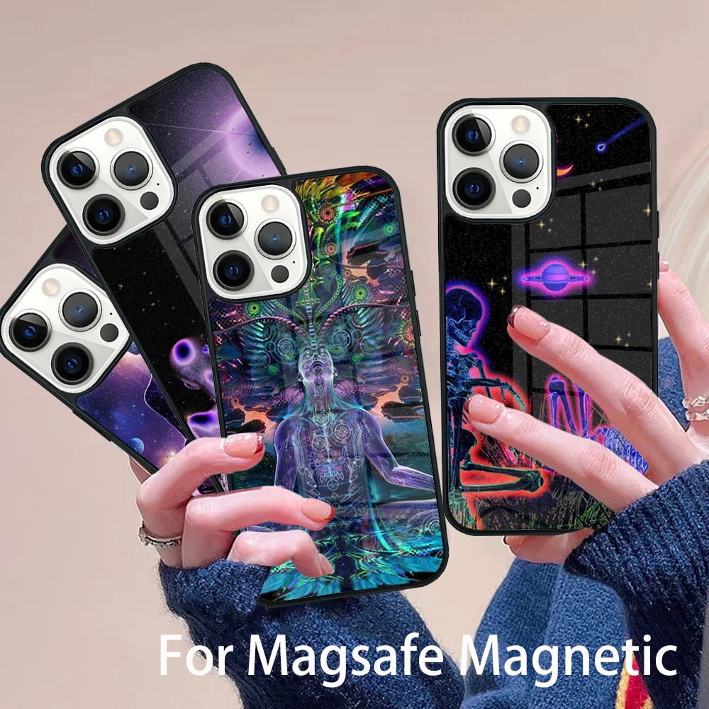 

Spiritual Trippy Psychedelic Phone Case Magesafe Magnetic Wireless Cover For IPhone 16 11 12 13 14 15 Pro Max Plus Mini