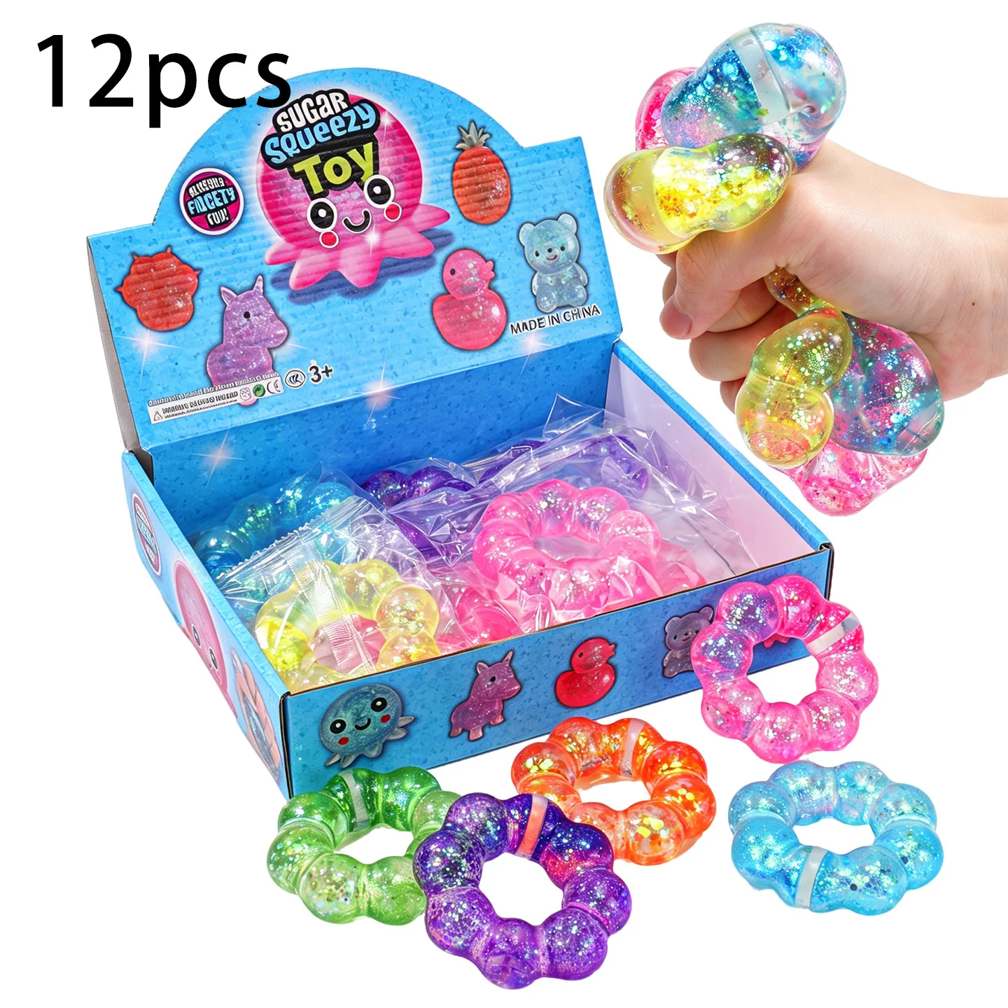 Lot de 12 bracelets en maltose, jouets squishy à remontée lente, anti-stress et décompression, boîte mystère