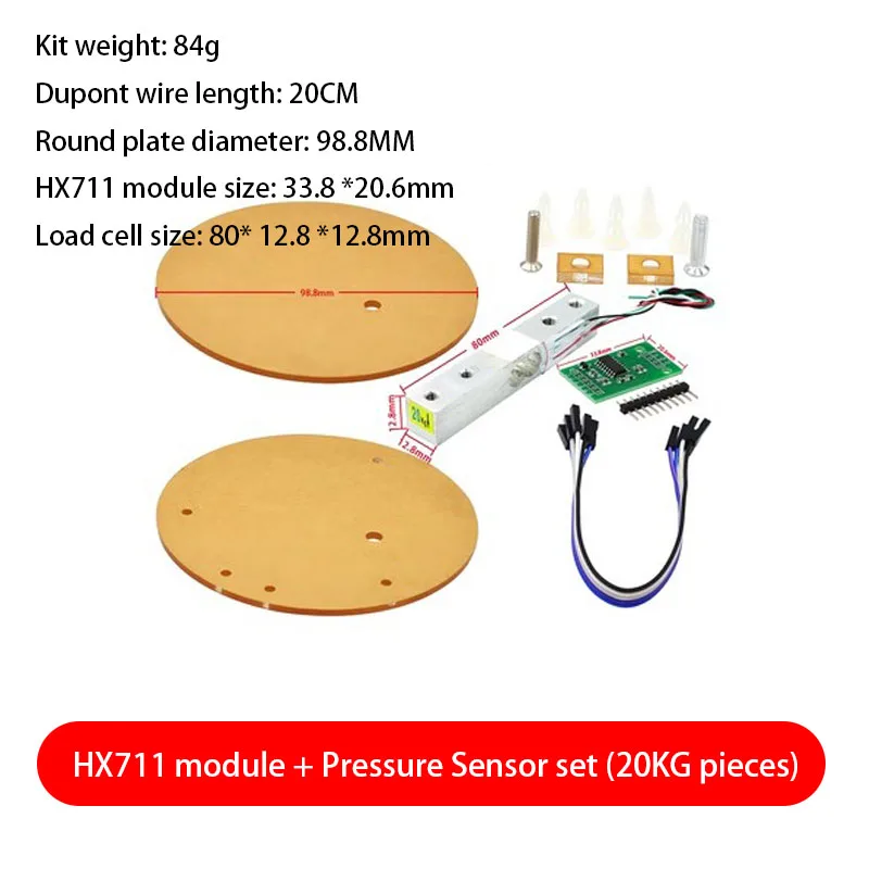 Digitaler Wägezellen-Gewichtssensor HX711 AD-Konverter Breakout-Modul 1 kg-20 kg tragbare elektronische Küchenwaage für Arduino-Waage – Detail 5