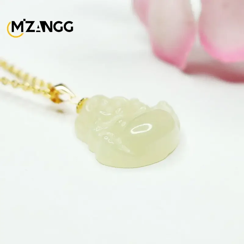 18k Gold Inlaid Natural Hetian Jade Buddha Gong Pendant Hand-carved Luxury Charm Jewelry for Men and Women Lucky Amulets