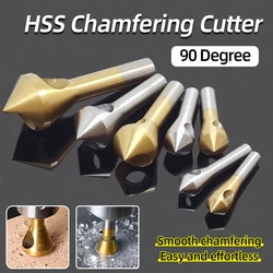  Deburring Chamfering Cutter Countersink Drill Bits HSS Titanium Coated Smooth Hole Metal Boring Drill Bit Punch Tool 90 Degree