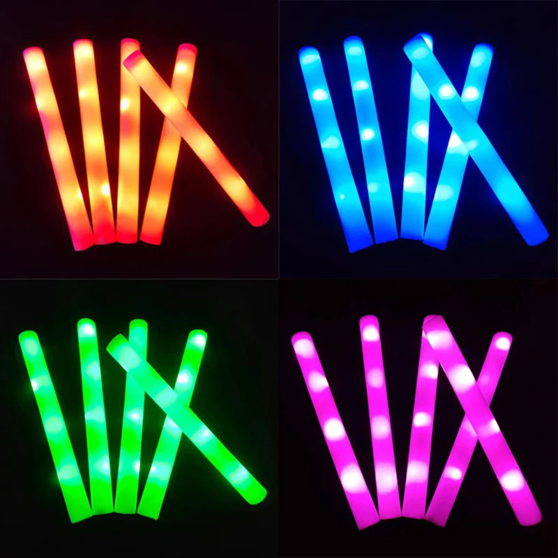 6 Pcs LED Glow Sticks Bulk Colorful RGB Glow Foam Stick Tube Dark Light For Xmas Birthday Wedding Party Supplies