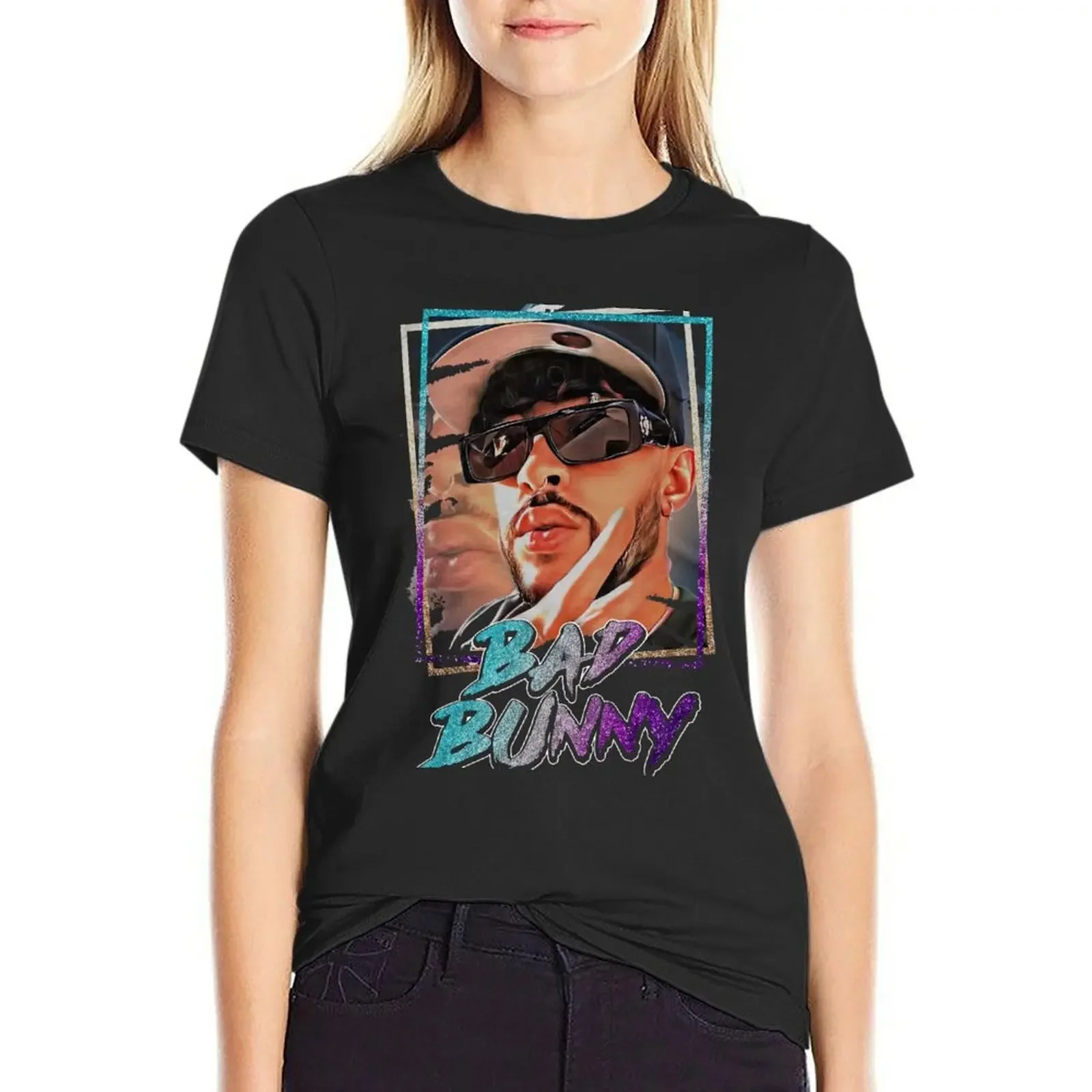 

Bad Bunny Art T-Shirt korean fashion Short sleeve tee hippie clothes female oversized t shirts for Women